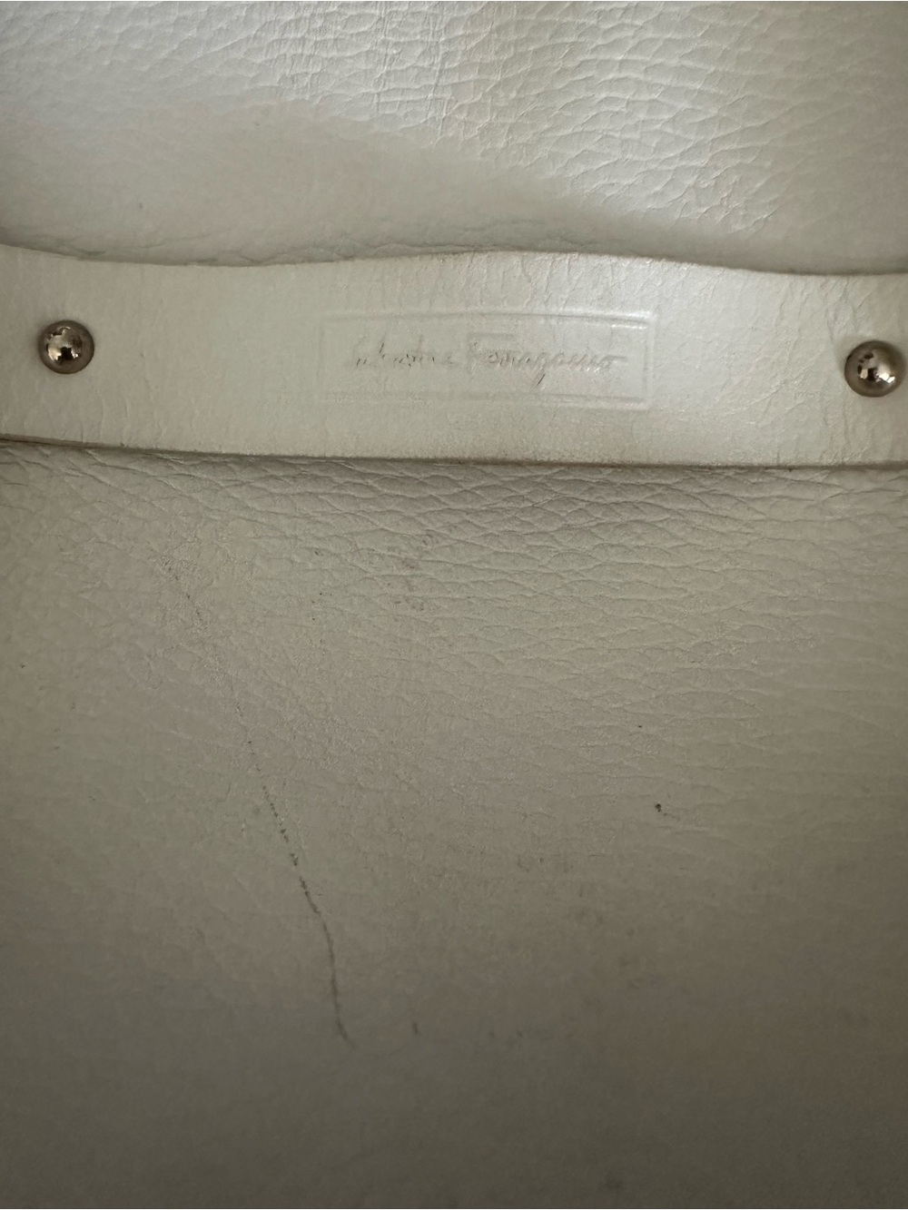 Salvatore Ferragamo Cream Pebbled Leather Top-Handle Tote - Picture 2 of 13